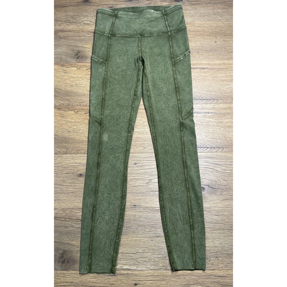 LULULEMON Fast & Free High Rise Tights 25” Size 4 Ice Dye Wash Moss Green No Tag